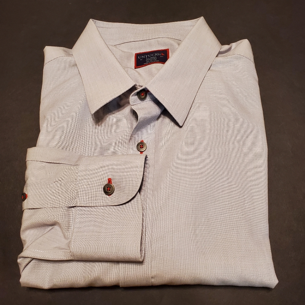 Untuckit Solid Blue/Gray Long Sleeve Shirt